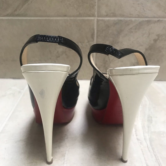 Lot of 2 pair sz 38 CHRISTIAN LOUBOUTIN Lady Peep Slings. - Picture 7 of 9